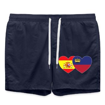 Espagne Liechtenstein Drapeau Coeur - Short de bain - bleu marine - Devant - AI Model Male 185 light (185cm)
