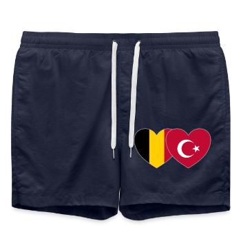 Belgique Turquie Drapeau Coeur - Short de bain - bleu marine - Devant - AI Model Male 185 light (185cm)