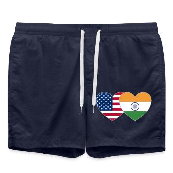 États-Unis Inde Flag Heart - Short de bain - bleu marine - Devant - AI Model Male 185 light (185cm)