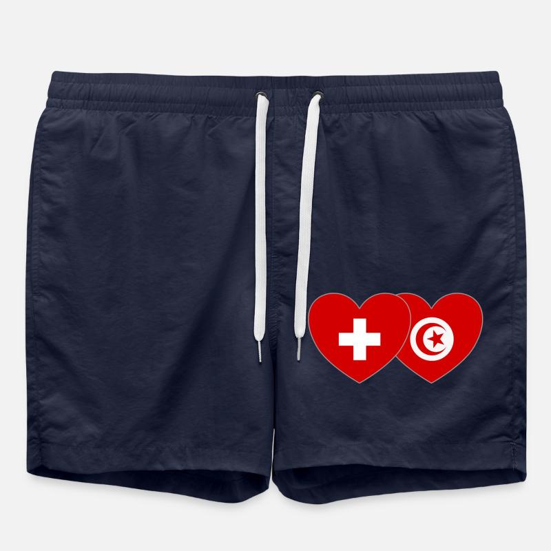 Suisse Tunisie Flag Heart - Short de bain - bleu marine