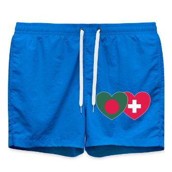Bangladesh Switzerland Flag Heart - Swim Trunks - cobalt blue - Front