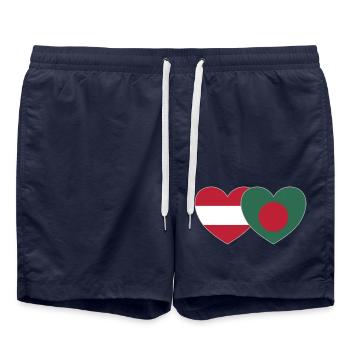 Austria Bangladesh Flag Heart - Swim Trunks - french navy - Front - AI Model Male 185 light (185cm)