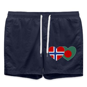 Norway Bangladesh Flag Heart - Swim Trunks - french navy - Front - AI Model Male 185 light (185cm)