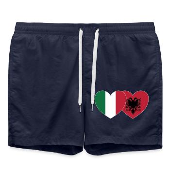 Italien Albanien Flagge Herz - Badeshorts - French Navy - Vorne - AI Model Male 185 light (185cm)