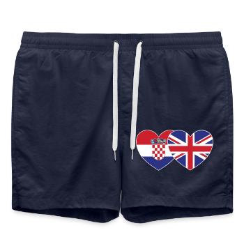 Croatia England Flag Heart - Swim Trunks - french navy - Front - AI Model Male 185 light (185cm)