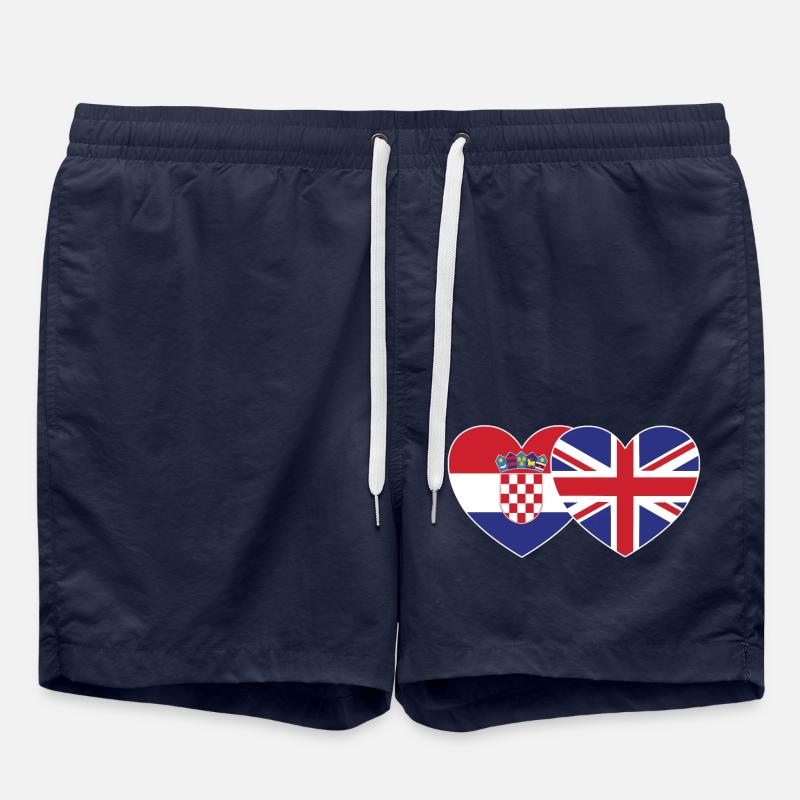 Croatia England Flag Heart - Swim Trunks - french navy