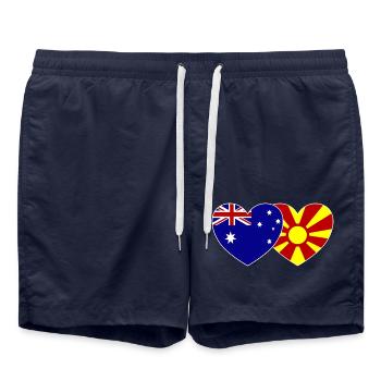Australie Macédoine Flag Heart - Short de bain - bleu marine - Devant - AI Model Male 185 light (185cm)