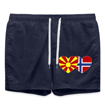 Macédoine Norvège Flag Coeur - Short de bain - bleu marine - Devant - AI Model Male 185 light (185cm)
