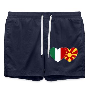 Italie Macédoine Drapeau Coeur - Short de bain - bleu marine - Devant - AI Model Male 185 light (185cm)