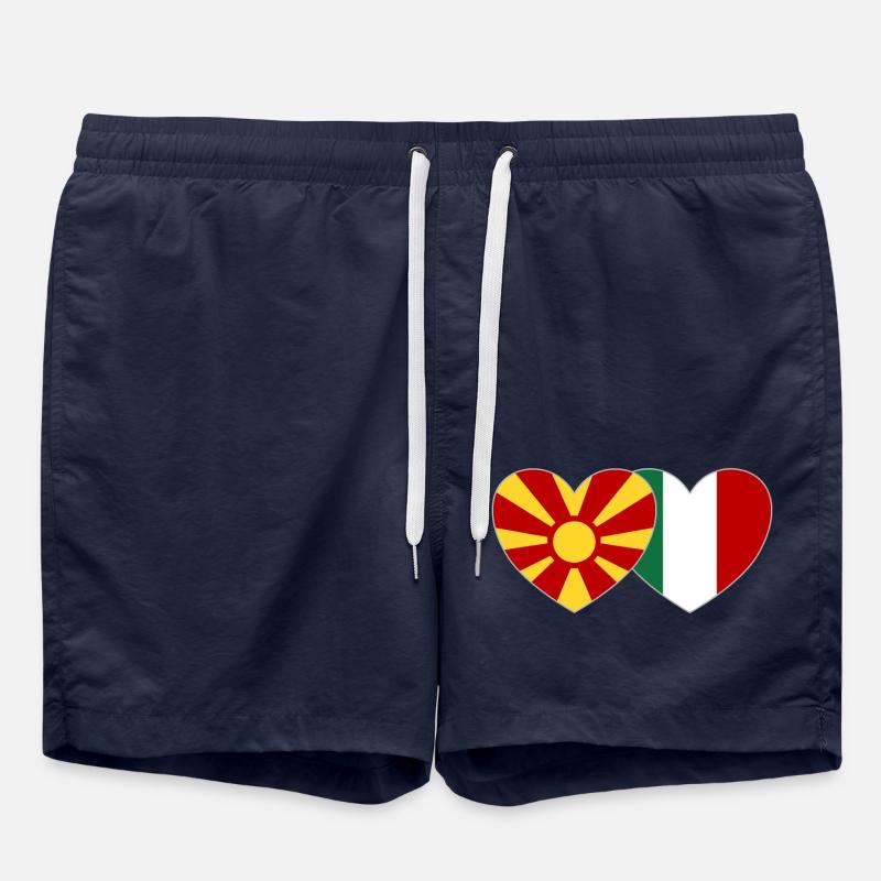 Macédoine Italie Drapeau Coeur - Short de bain - bleu marine