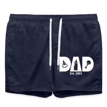 Dad Est. 2023, Dad To Be, Pregnancy Announcement - Swim Trunks - french navy - Front - AI Model Male 185 light (185cm)