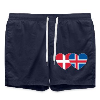 Denmark Iceland Flag Heart - Swim Trunks - french navy - Front - AI Model Male 185 light (185cm)