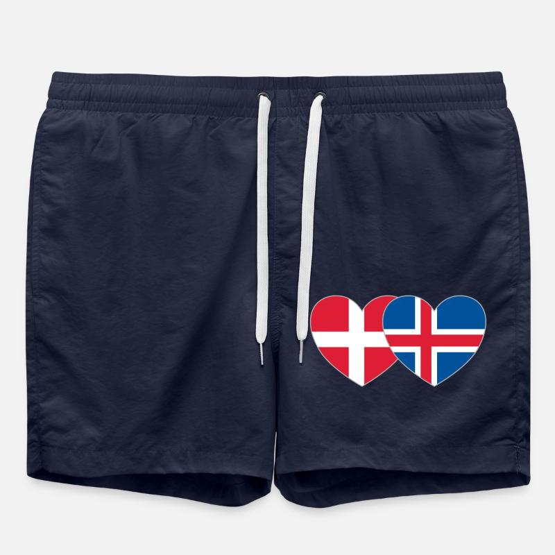 Danemark Islande Flag Coeur - Short de bain - bleu marine