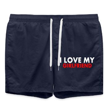 I love my girlfriend - Short de bain - bleu marine - Devant - AI Model Male 185 light (185cm)