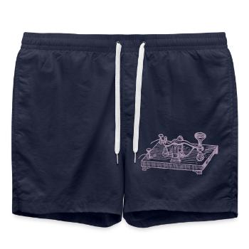 Vintage Morsecode Gerät, Retro Kommunikation - Badeshorts - French Navy - Vorne - AI Model Male 185 light (185cm)