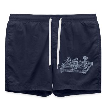 Vintage Morsecode Gerät, Retro Kommunikation - Badeshorts - French Navy - Vorne - AI Model Male 185 light (185cm)