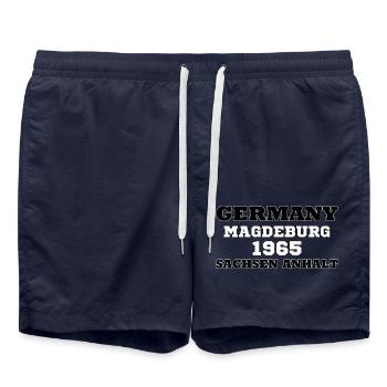 GERMANY SACHSEN ANHALT MAGDEBURG 1965 - Badeshorts - French Navy - Vorne - AI Model Male 185 light (185cm)