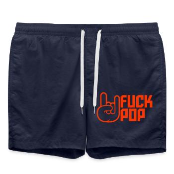 Fuck Pop Charts Musik Heavy Metal Hörner Handgeste - Badeshorts - French Navy - Vorne - AI Model Male 185 light (185cm)