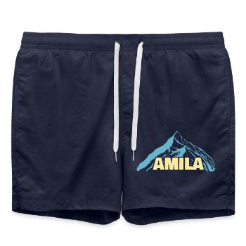 Geschenk für Amila - Badeshorts - French Navy - Vorne - AI Model Male 185 light (185cm)