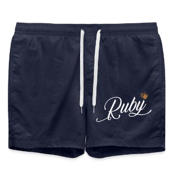 Ruby Custom Name für Frauen Kinder Kleinkinder - Ruby - Badeshorts - French Navy - Vorne - AI Model Male 185 light (185cm)