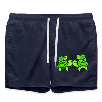 2 Wasserschildkröten Kinder Papa Mama Vater Mutter - Badeshorts - French Navy - Vorne - AI Model Male 185 light (185cm)