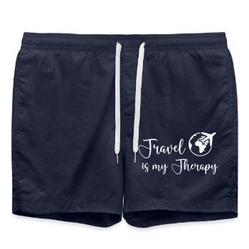 travel is my therapy - Badeshorts - French Navy - Vorne - AI Model Male 185 light (185cm)