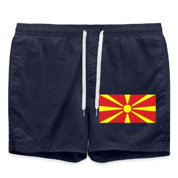Drapeau de la Macédoine - Short de bain - bleu marine - Devant - AI Model Male 185 light (185cm)