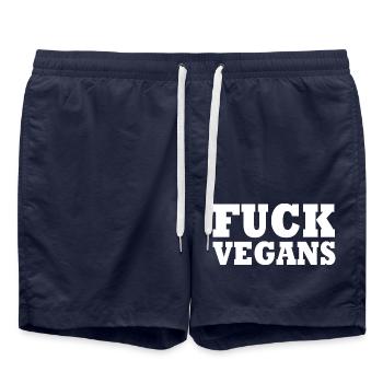 Fuck Vegans - Short de bain - bleu marine - Devant - AI Model Male 185 light (185cm)