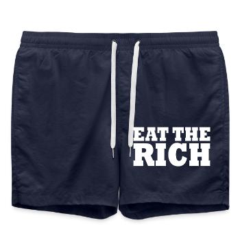 Eat the rich - Badeshorts - French Navy - Vorne - AI Model Male 185 light (185cm)