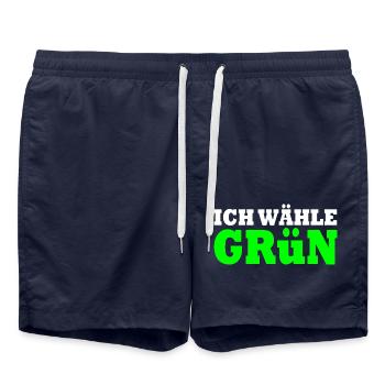 Ich wähle grün - Badeshorts - French Navy - Vorne - AI Model Male 185 light (185cm)
