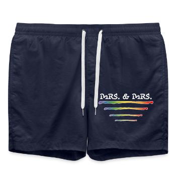 Lesbian mrs and mrs white LGBT lgbtqi queer - Swim Trunks - french navy - Front - AI Model Male 185 light (185cm)