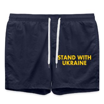 stand with ukraine - Swim Trunks - french navy - Front - AI Model Male 185 light (185cm)