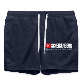 Scheibenberg Heimat ist wo dein Herz wohnt - Badeshorts - French Navy - Vorne - AI Model Male 185 light (185cm)