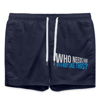 Who Needs Hair Saying - Swim Trunks - french navy - Front - AI Model Male 185 light (185cm)