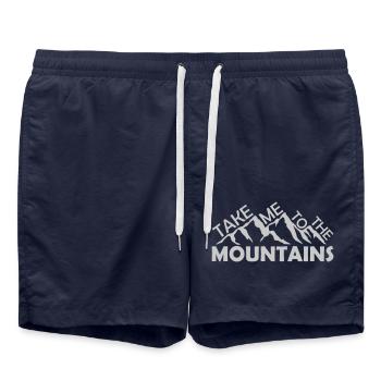 To the mountains quote - Swim Trunks - french navy - Front - AI Model Male 185 light (185cm)