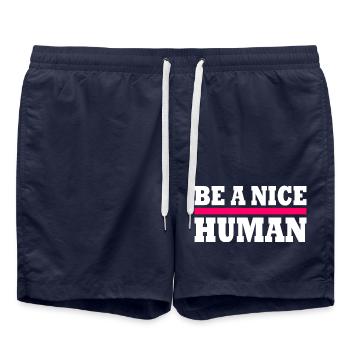 Be a nice human - Short de bain - bleu marine - Devant - AI Model Male 185 light (185cm)