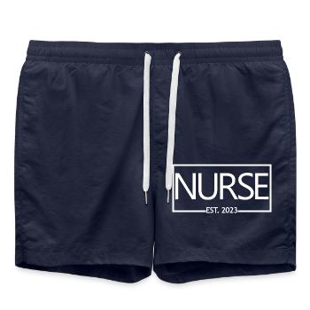 Nurse Est. 2023 Graduation Nursing Student Gift - Swim Trunks - french navy - Front - AI Model Male 185 light (185cm)