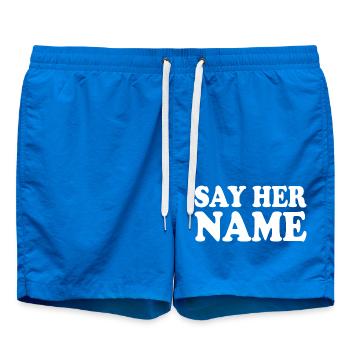 Say her name - Swim Trunks - cobalt blue - Front