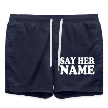 Say her name - Badeshorts - French Navy - Vorne - AI Model Male 185 light (185cm)