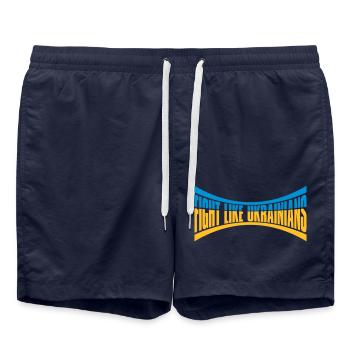 se battre comme citation des ukrainiens - Short de bain - bleu marine - Devant - AI Model Male 185 light (185cm)