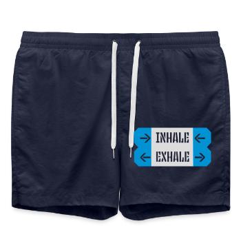 Inspirez expirez Yoga citation - Short de bain - bleu marine - Devant - AI Model Male 185 light (185cm)