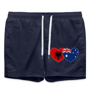 Albania Australia Flag Heart - Swim Trunks - french navy - Front - AI Model Male 185 light (185cm)