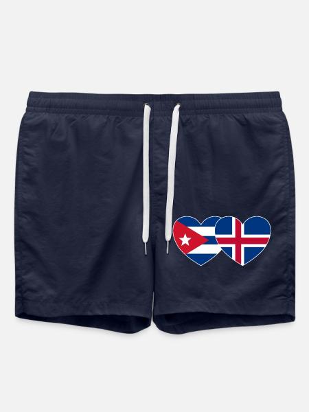 Cuba Iceland Flag Heart - Swim Trunks - french navy