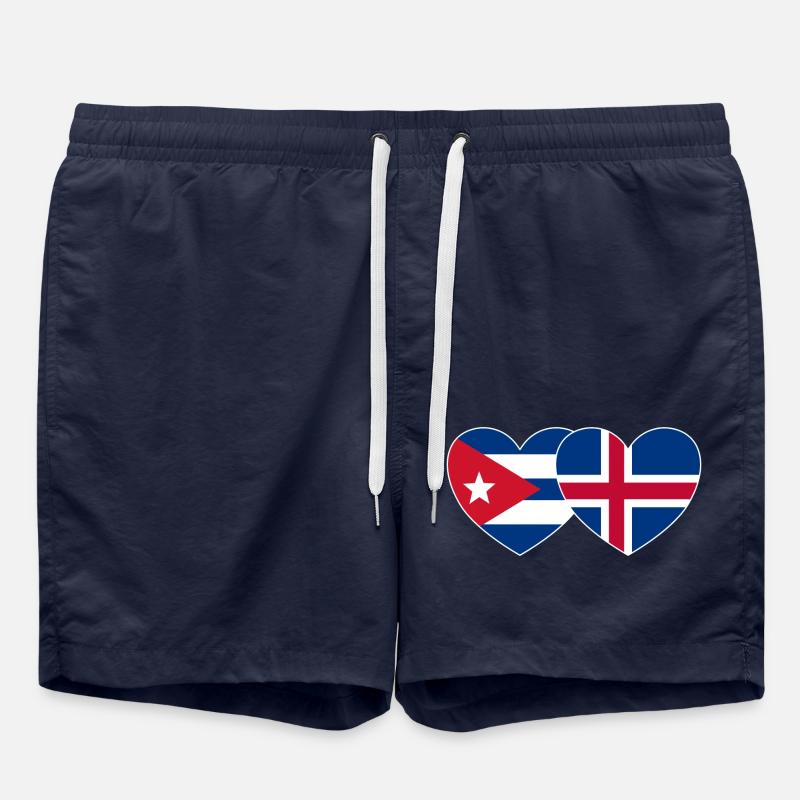 Cuba Iceland Flag Heart - Swim Trunks - french navy