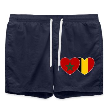 Maroc Belgique Flag Coeur - Short de bain - bleu marine - Devant - AI Model Male 185 light (185cm)