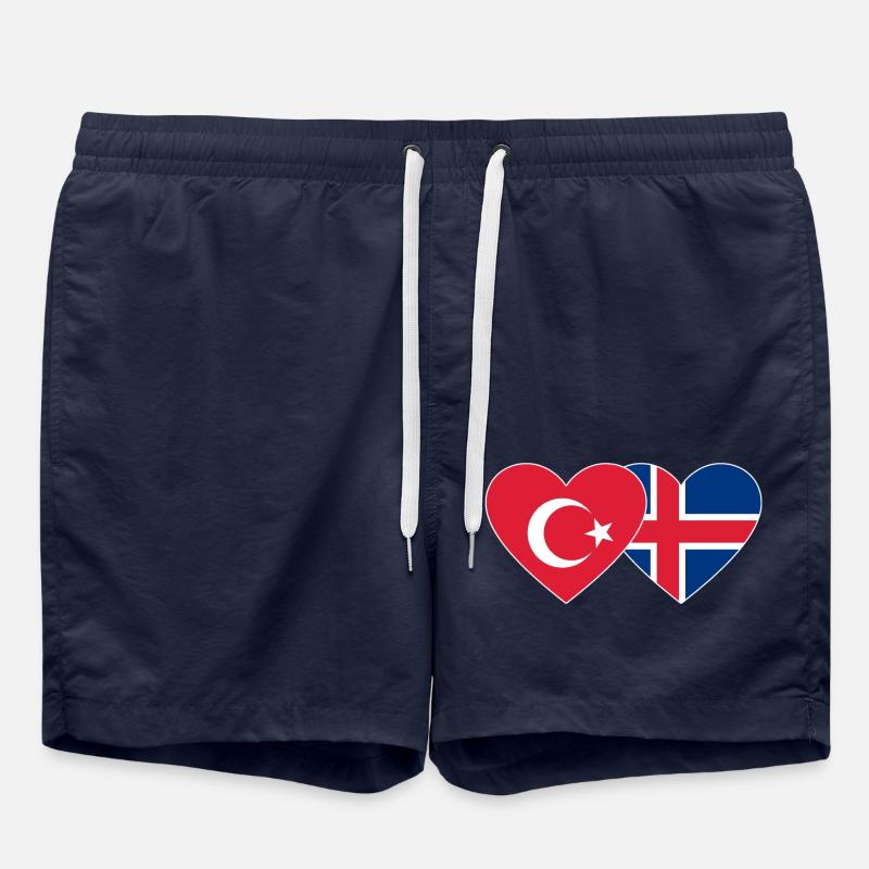 Turkey Iceland Flag Heart - Swim Trunks - french navy