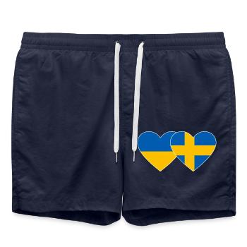 Ukraine Suède Flag Coeur - Short de bain - bleu marine - Devant - AI Model Male 185 light (185cm)