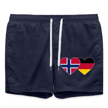 Norway Germany Flag Heart - Swim Trunks - french navy - Front - AI Model Male 185 light (185cm)