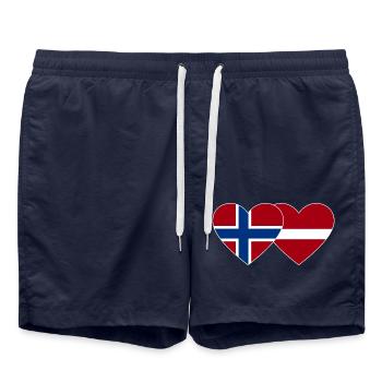 Norwegen Lettland Flagge Herz - Badeshorts - French Navy - Vorne - AI Model Male 185 light (185cm)