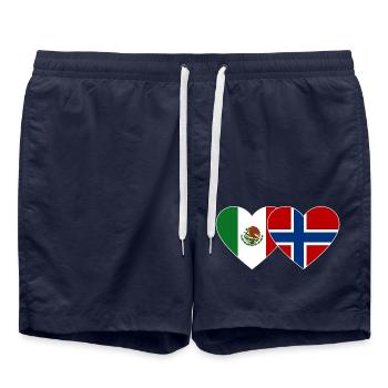 Mexico Norway Flag Heart - Swim Trunks - french navy - Front - AI Model Male 185 light (185cm)